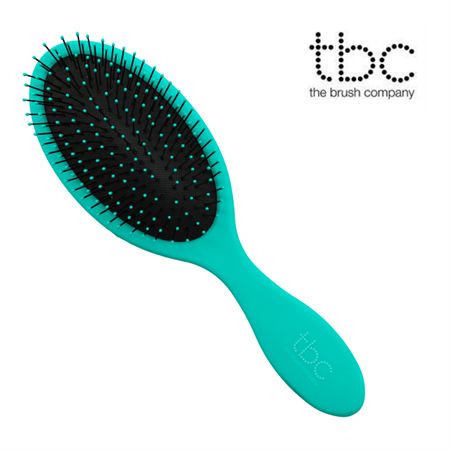 Spazzola TBC Wet & Dry menta turchese con setole nere.