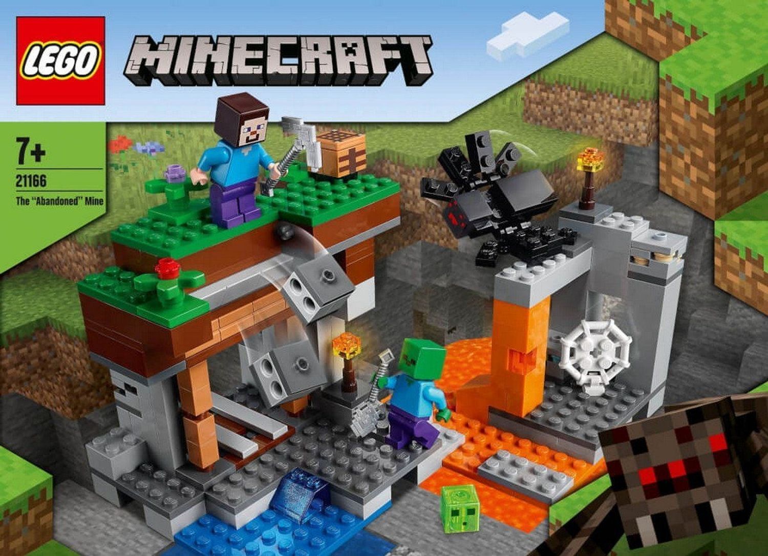LEGO Minecraft 21166. Set con personaggi e miniera. La confezione mostra il set con personaggi e miniera.