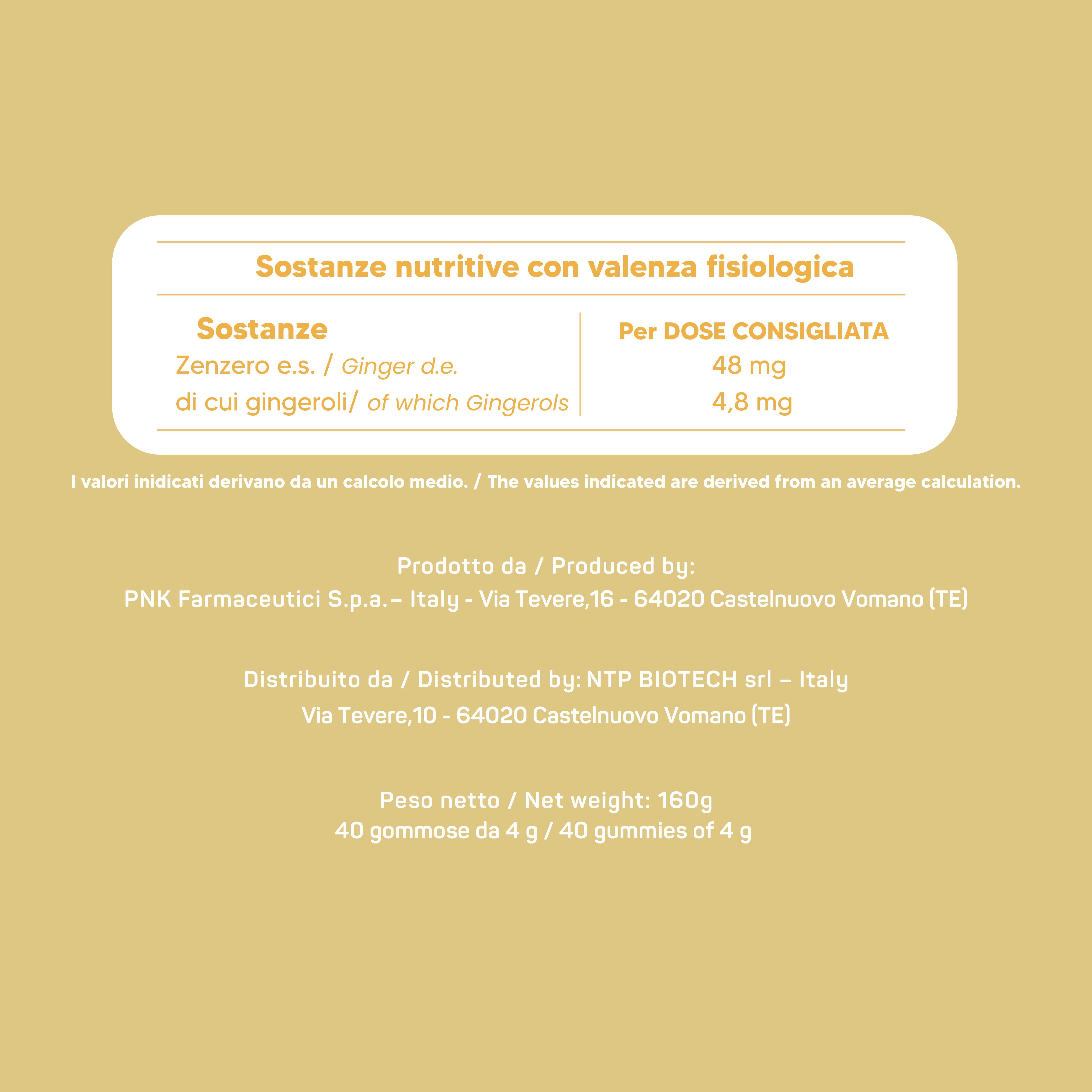 NTP Biotech Gummyvit Ginger – Gommose con Estratto di Zenzero per Nausea e Digestione – 40 Gummies