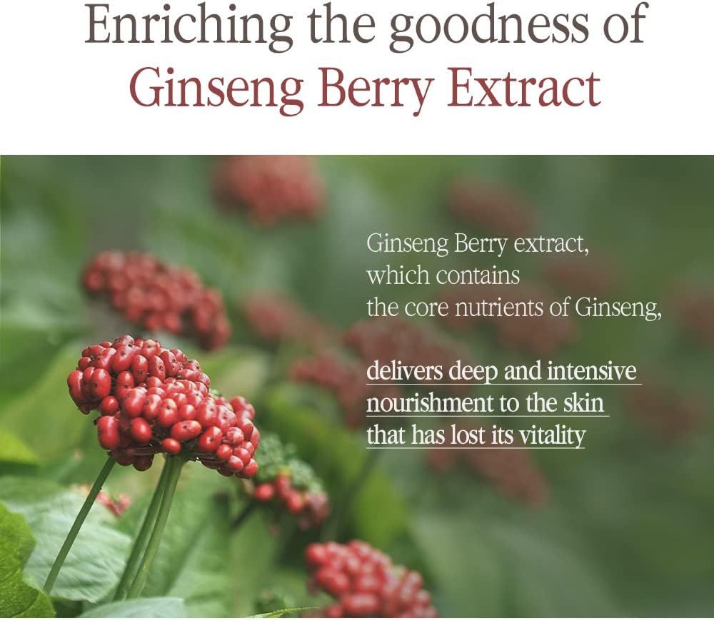 Testo: L'estratto di bacche di ginseng, che contiene i nutrienti essenziali del ginseng, nutre la pelle.
