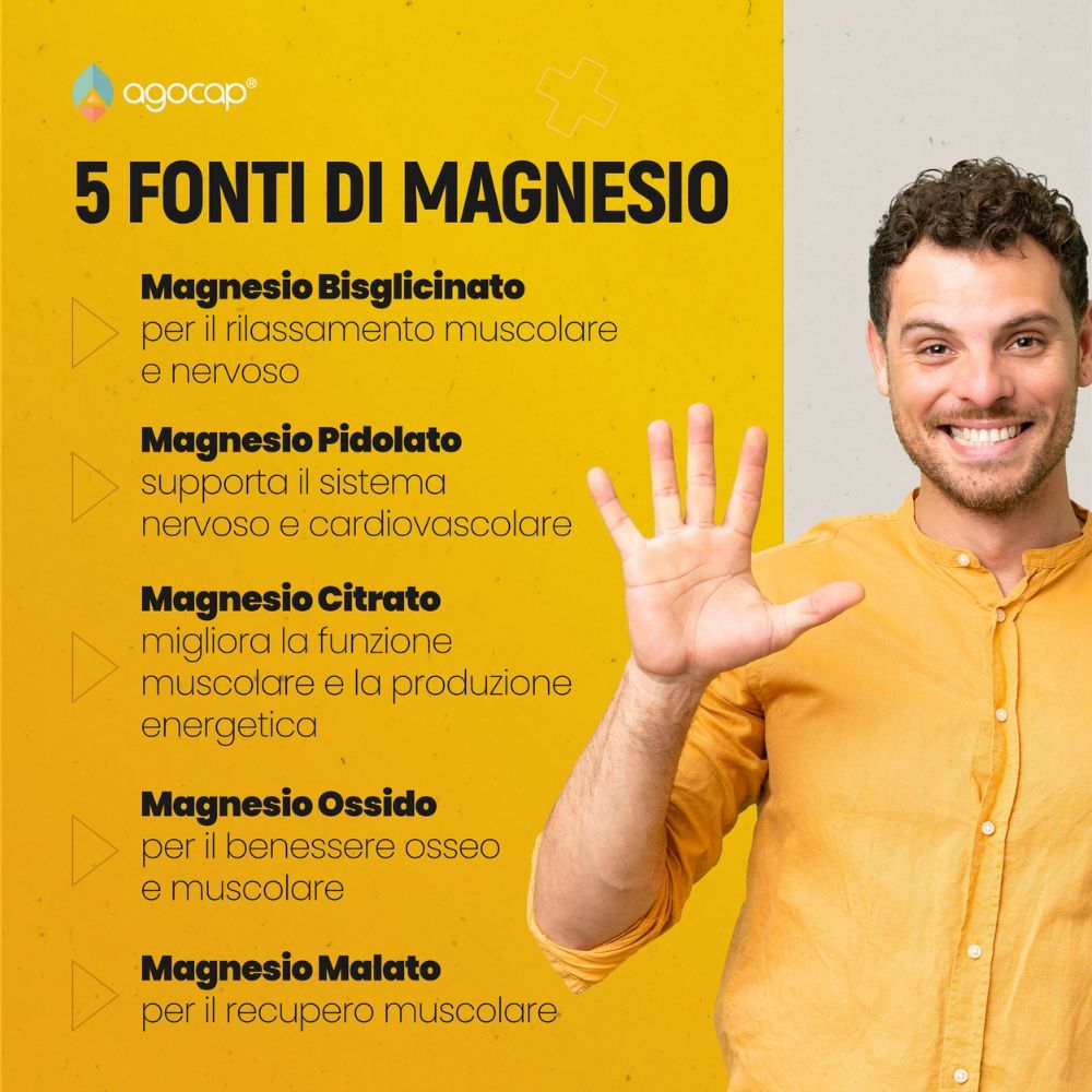 Magnesio da 5 fonti, integratore alimentare per energia e benessere muscolare