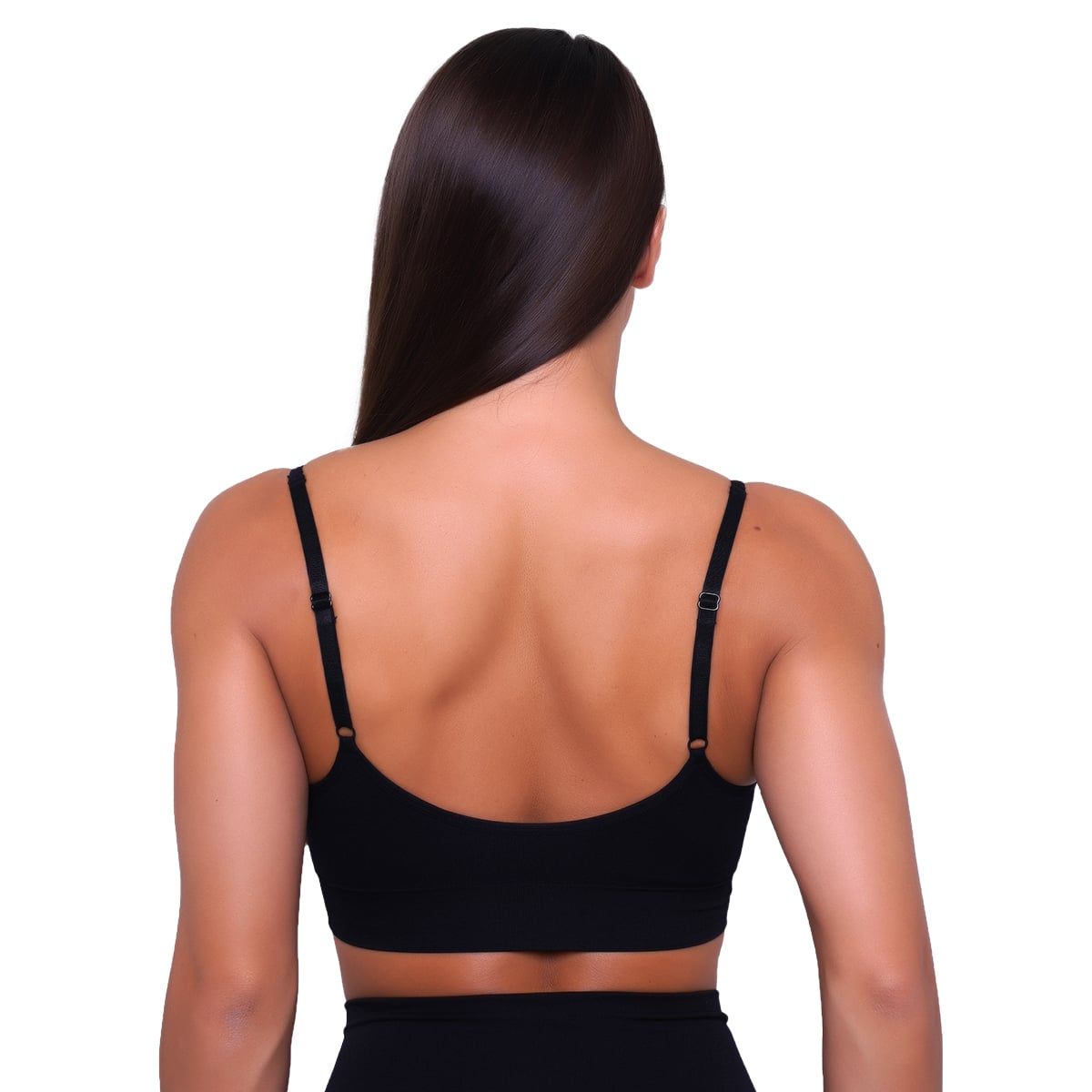 GymBeam Reggiseno sportivo donna Triangle nero con spalline regolabili