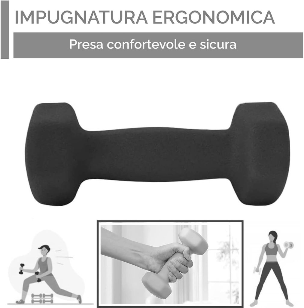 Manubrio nero con impugnatura ergonomica. Illustrazioni di persone che usano il manubrio.