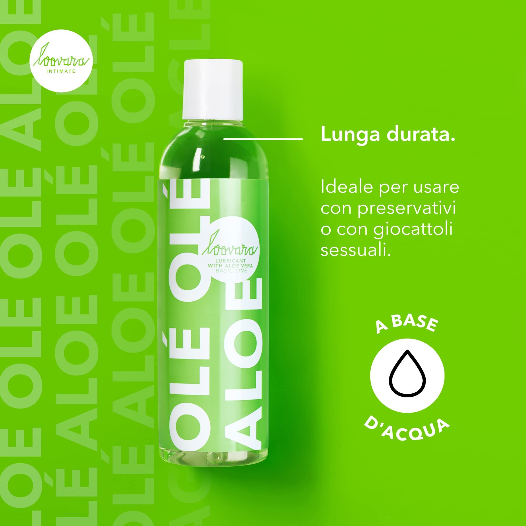 Flacone di gel lubrificante Loovara all'aloe vera, 250 ml, a base d'acqua.