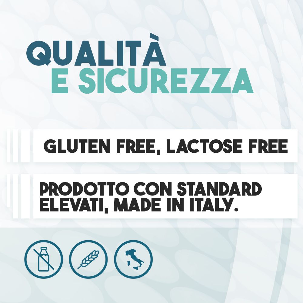 Qualità e sicurezza: Senza glutine, senza lattosio. Prodotto con standard elevati, Made in Italy.