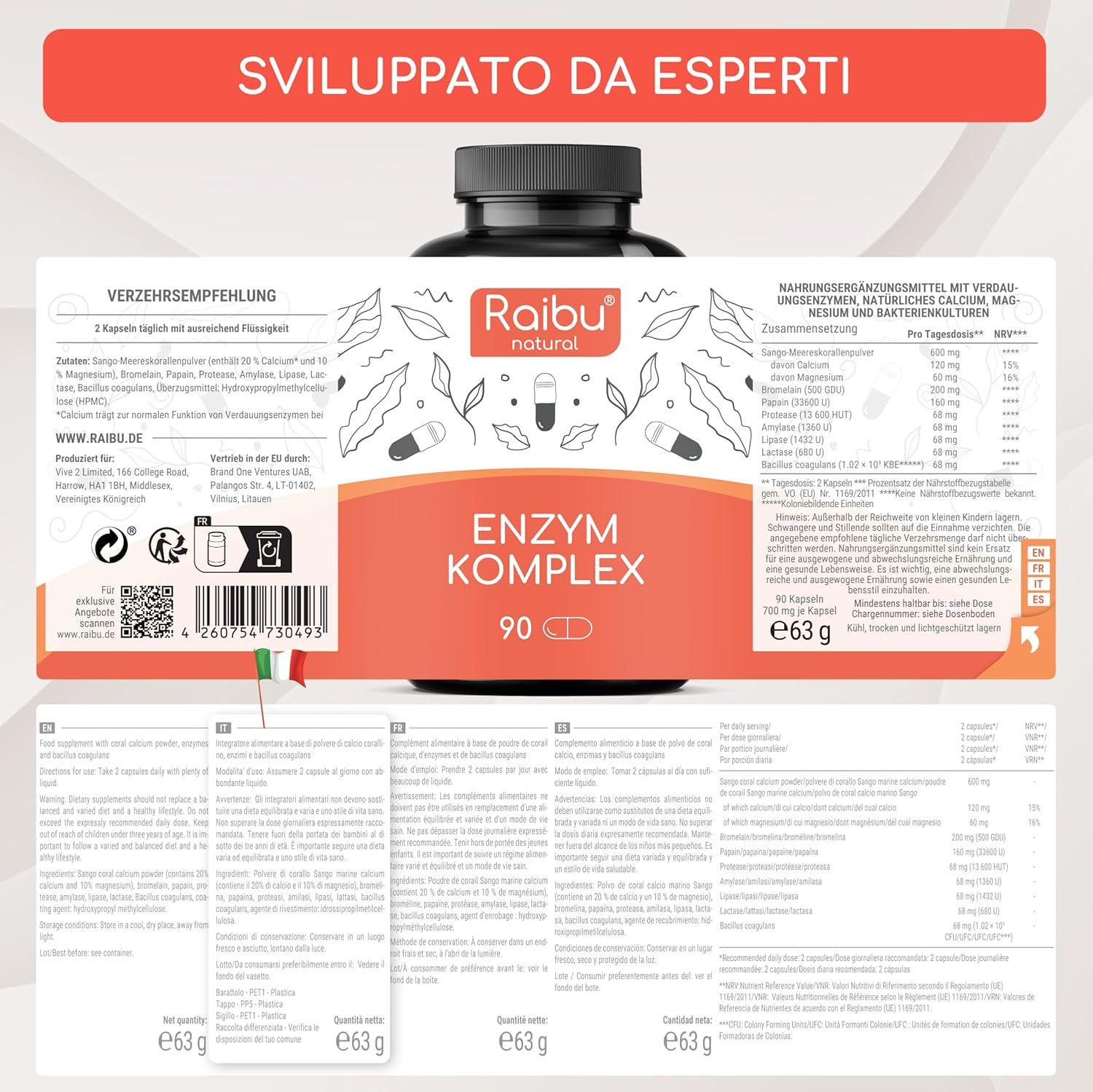 Enzimi Digestivi Capsule ad Alta Potenza - RAIBU