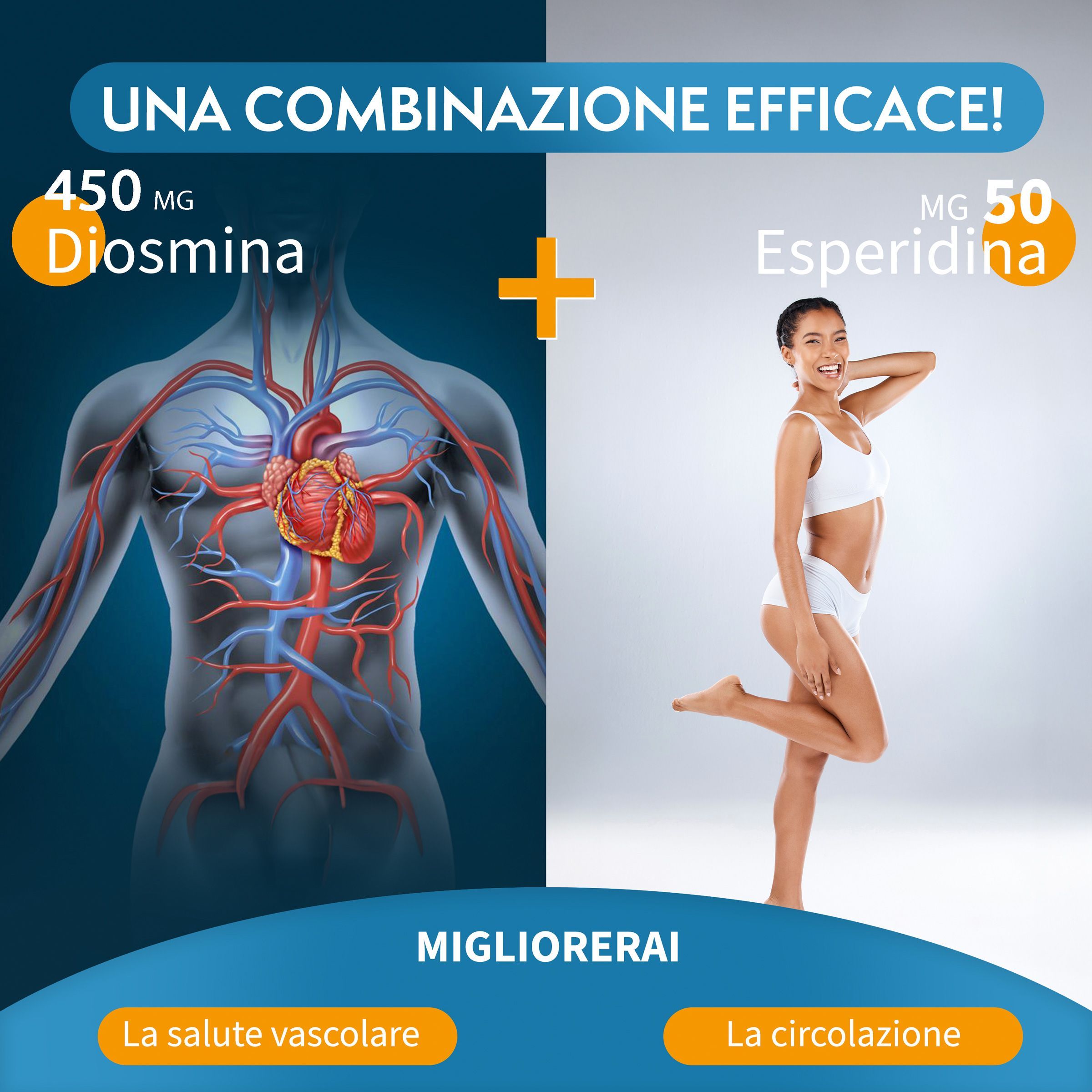 Diosmina ed Esperidina VitaminPure®, Supporto al Microcircolo e alla Circolazione Venosa