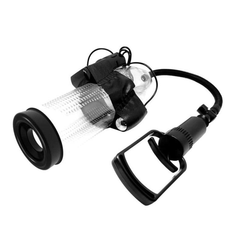 Cilindro nero con tubo e pompa neri. Cilindro con scala. Vista prospettica.