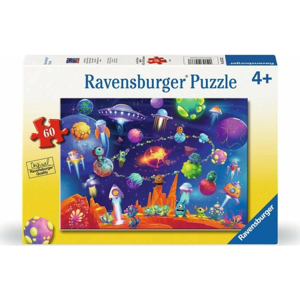 Scatola puzzle con tema spaziale. Ravensburger Puzzle, 60 pezzi, 4+. Qualità originale Ravensburger.