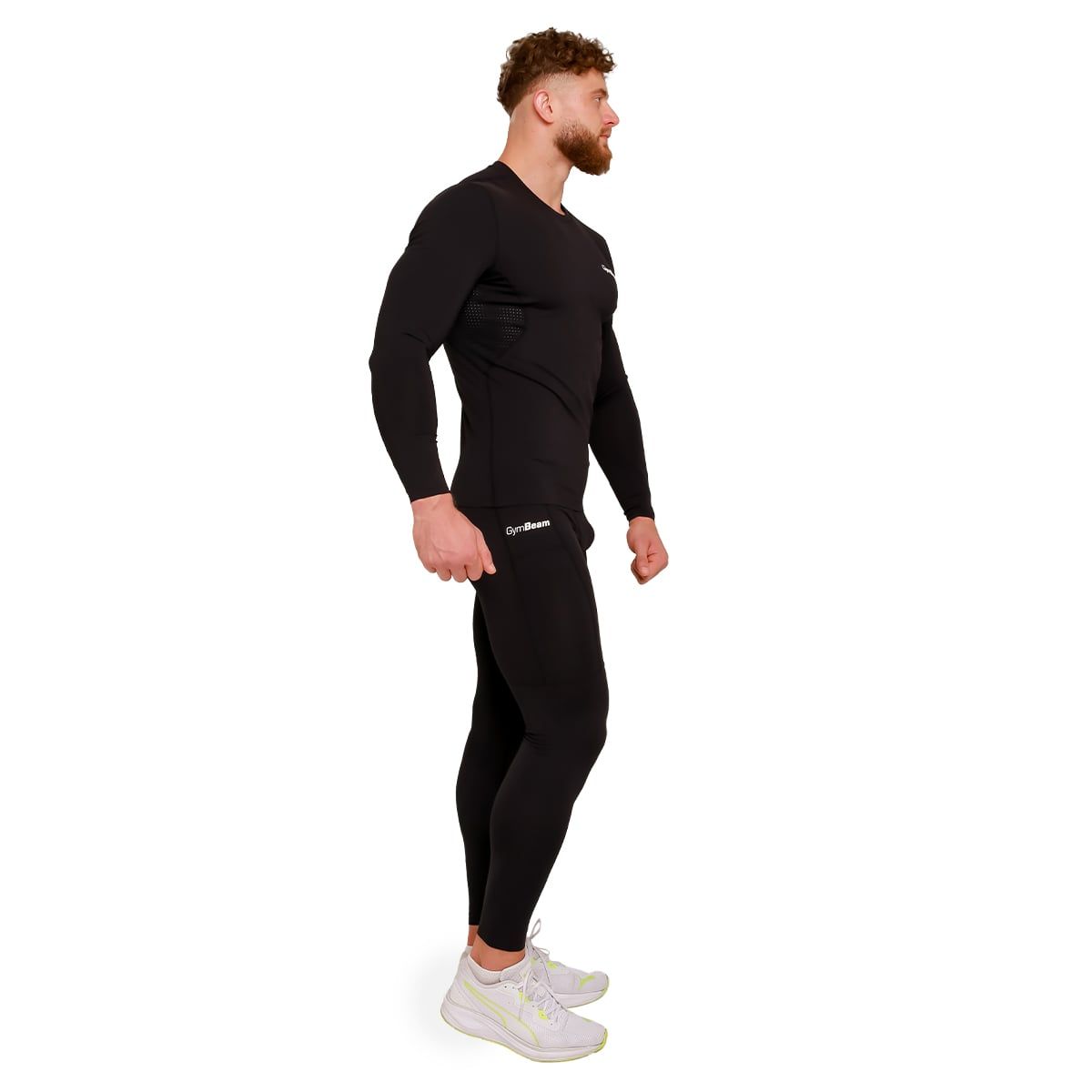 GymBeam T-shirt uomo a maniche lunghe alta compressione Black