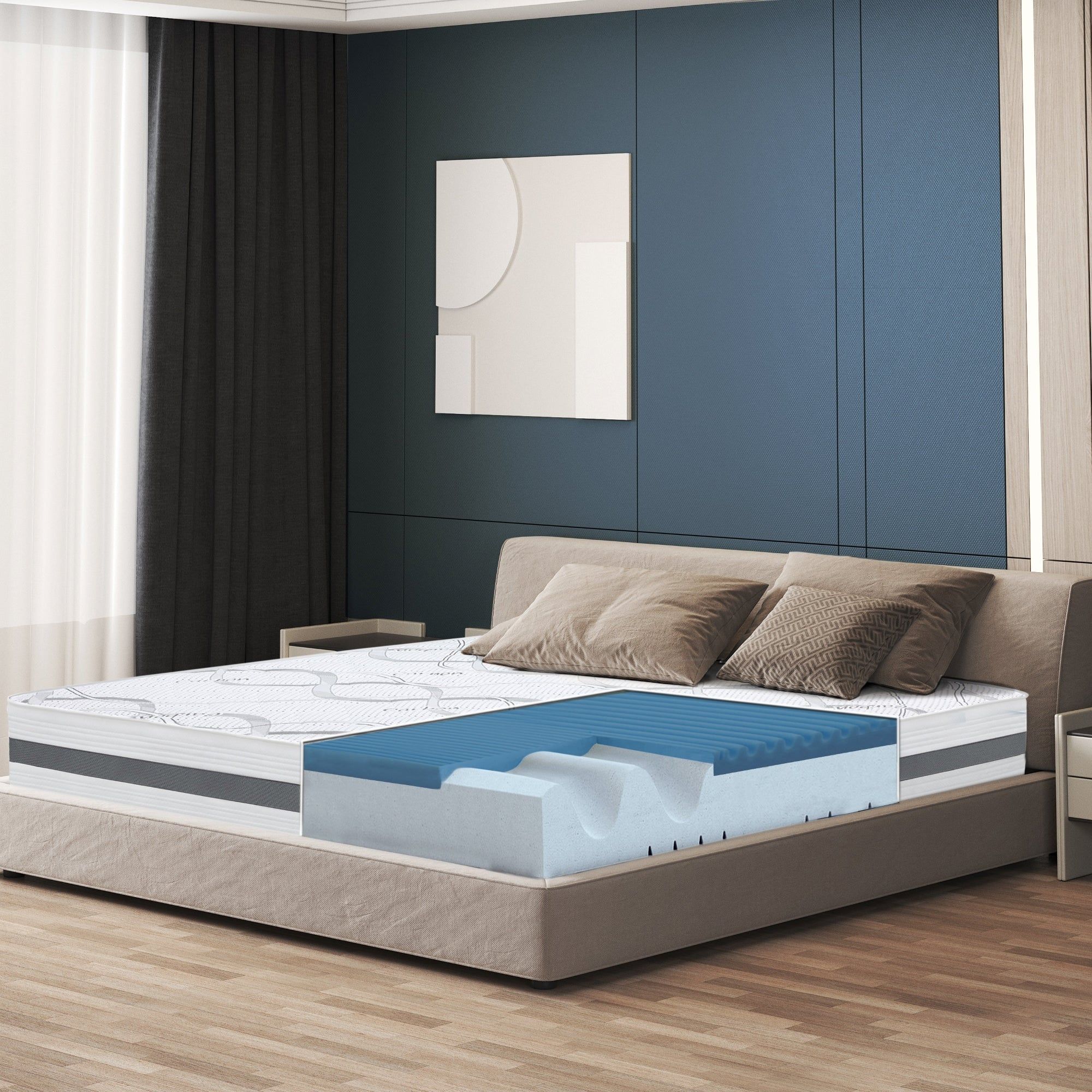 The White Stone Materasso in Memory Foam a Una Piazza e Mezza 120x200 Altezza 22 cm