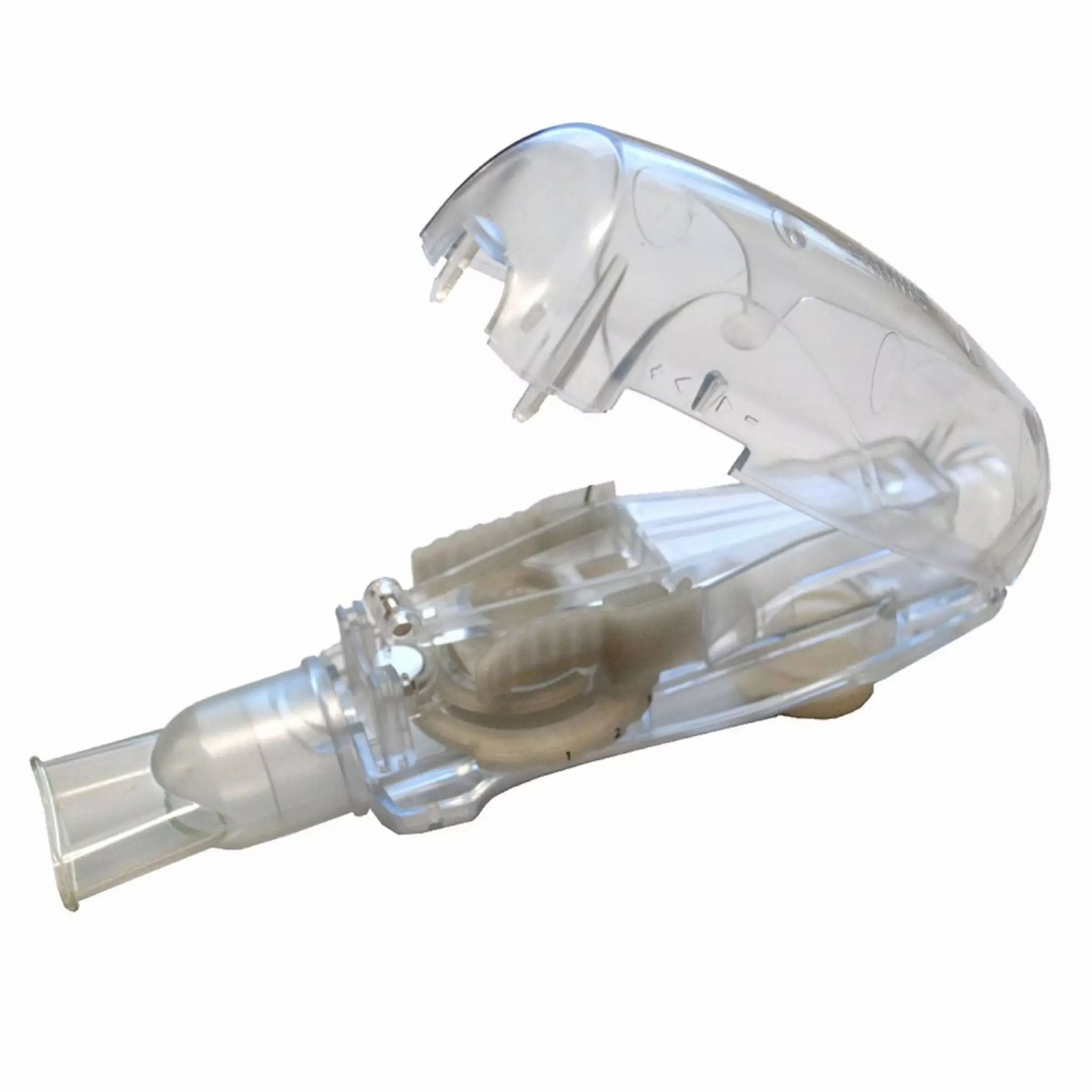 Dispositivo per terapia respiratoria Acapella Duet, aperto, con componenti interni visibili.