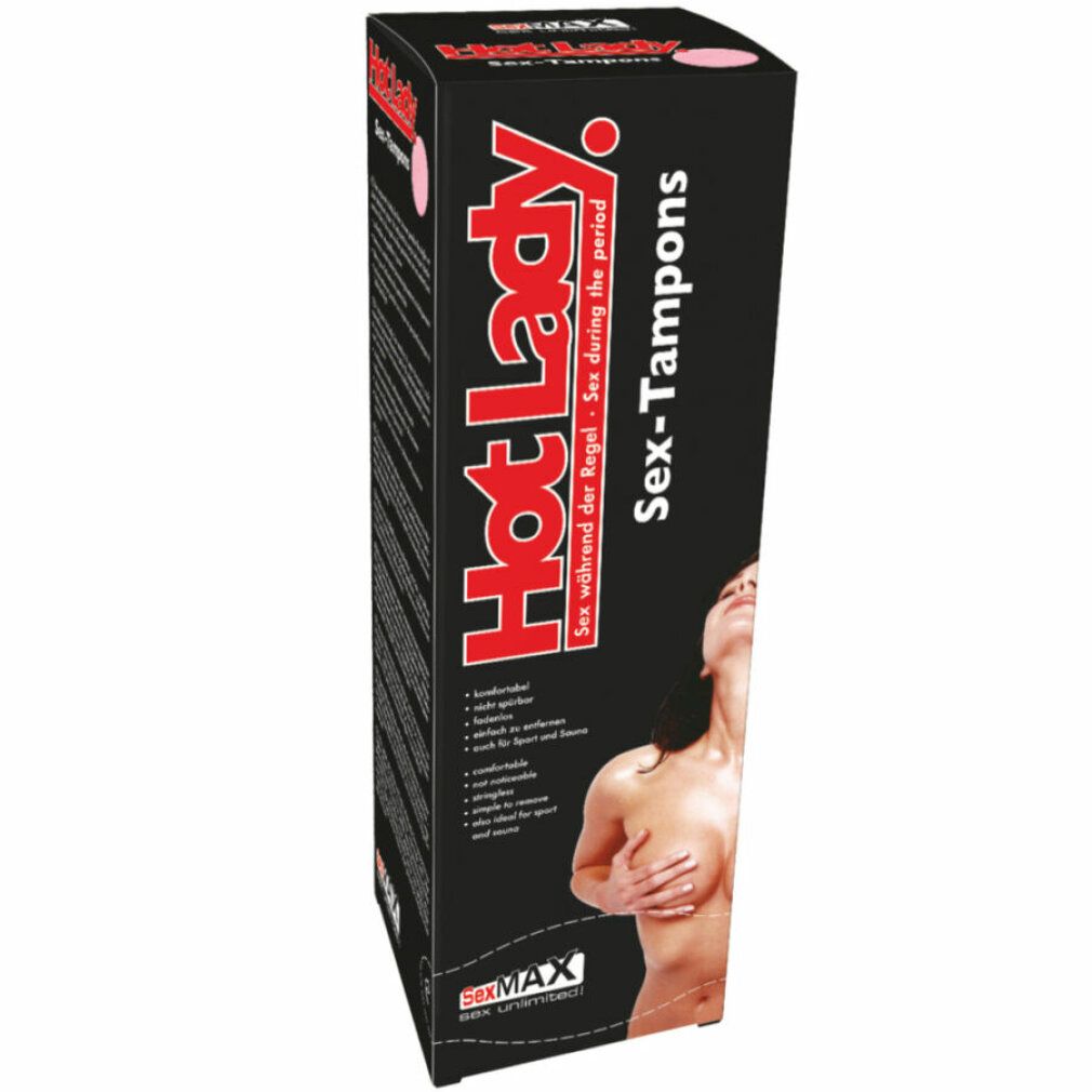 Confezione JOYDIVISION SexMAX Hot Lady Sex-Tampons, vista laterale.