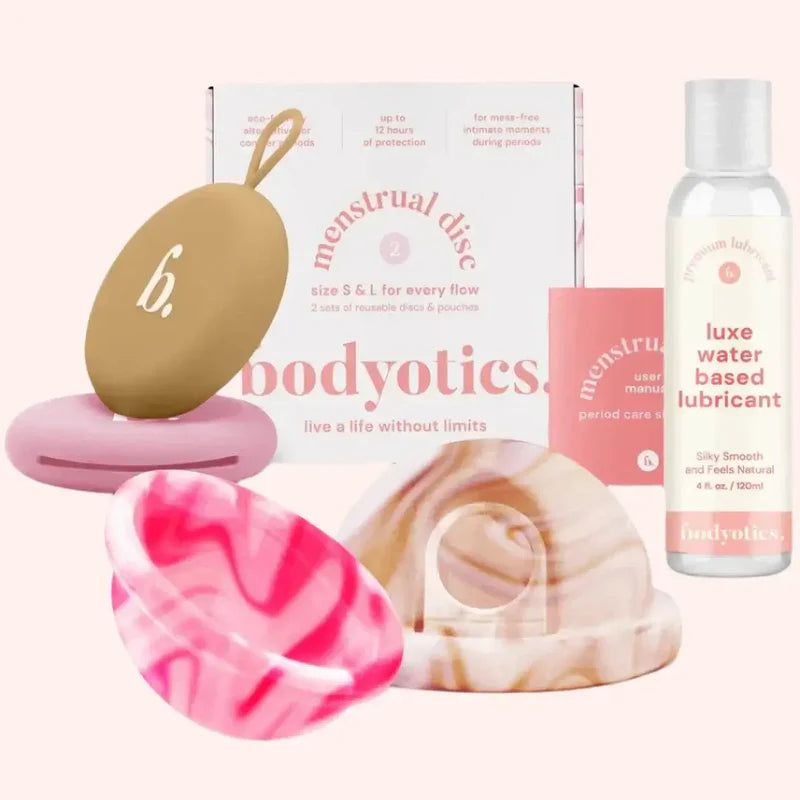 Bodyotics Lubrificante a Base d'Acqua + Set di Dischi Mestruali Riutilizzabili Beige