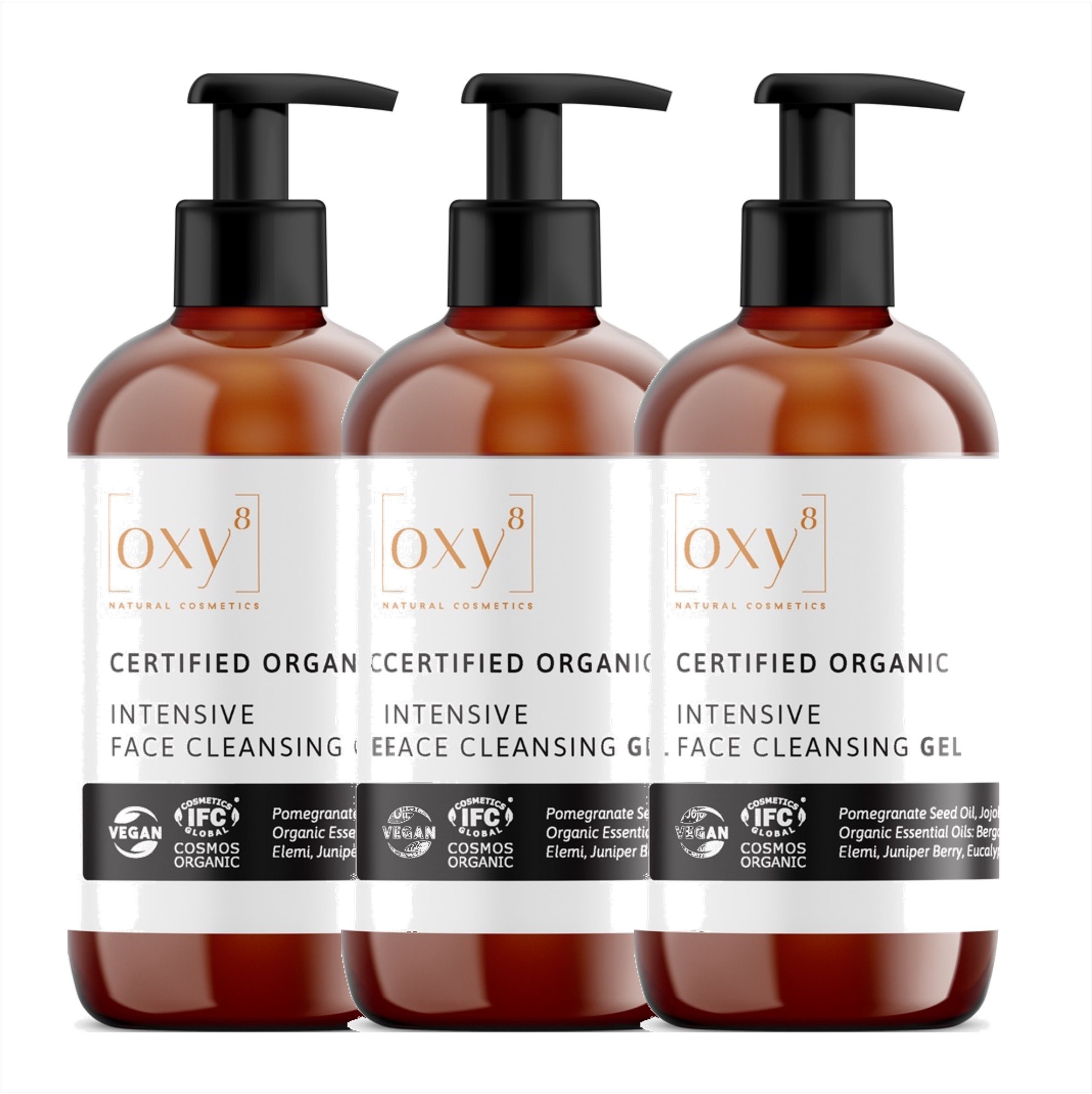 oxy8 Cosmetici naturali INTENSIVE FACE CLEANSING GEL - Gel detergente - Set risparmio - 3 pezzi