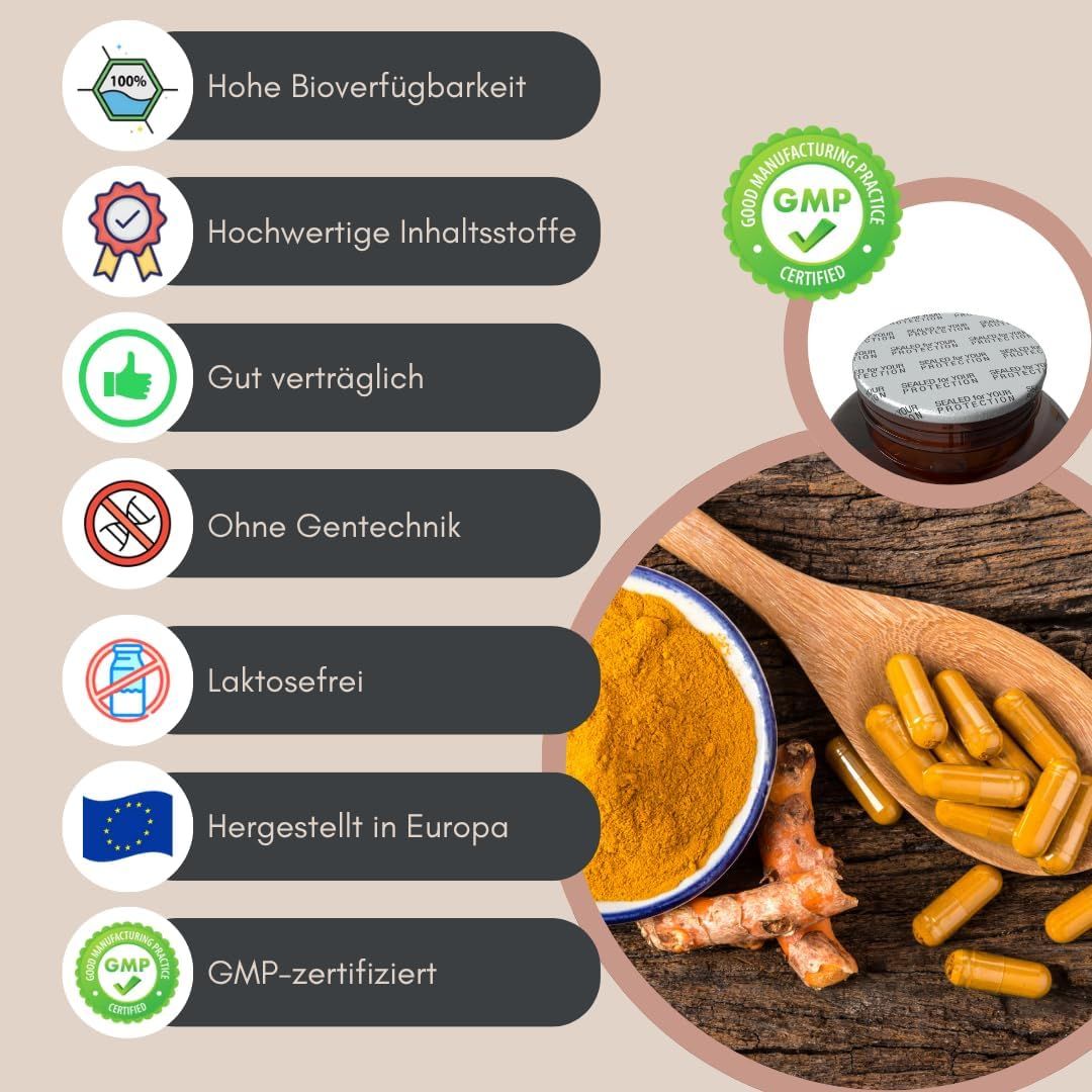 Illustrazione con simboli e testo: Alta biodisponibilità, ingredienti di alta qualità, ben tollerato, senza OGM, senza lattosio.