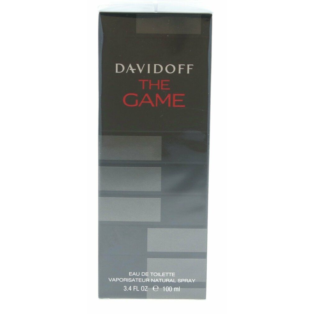 Confezione rettangolare del prodotto con 'Davidoff The Game' in rosso. 'Eau de Toilette' in basso.