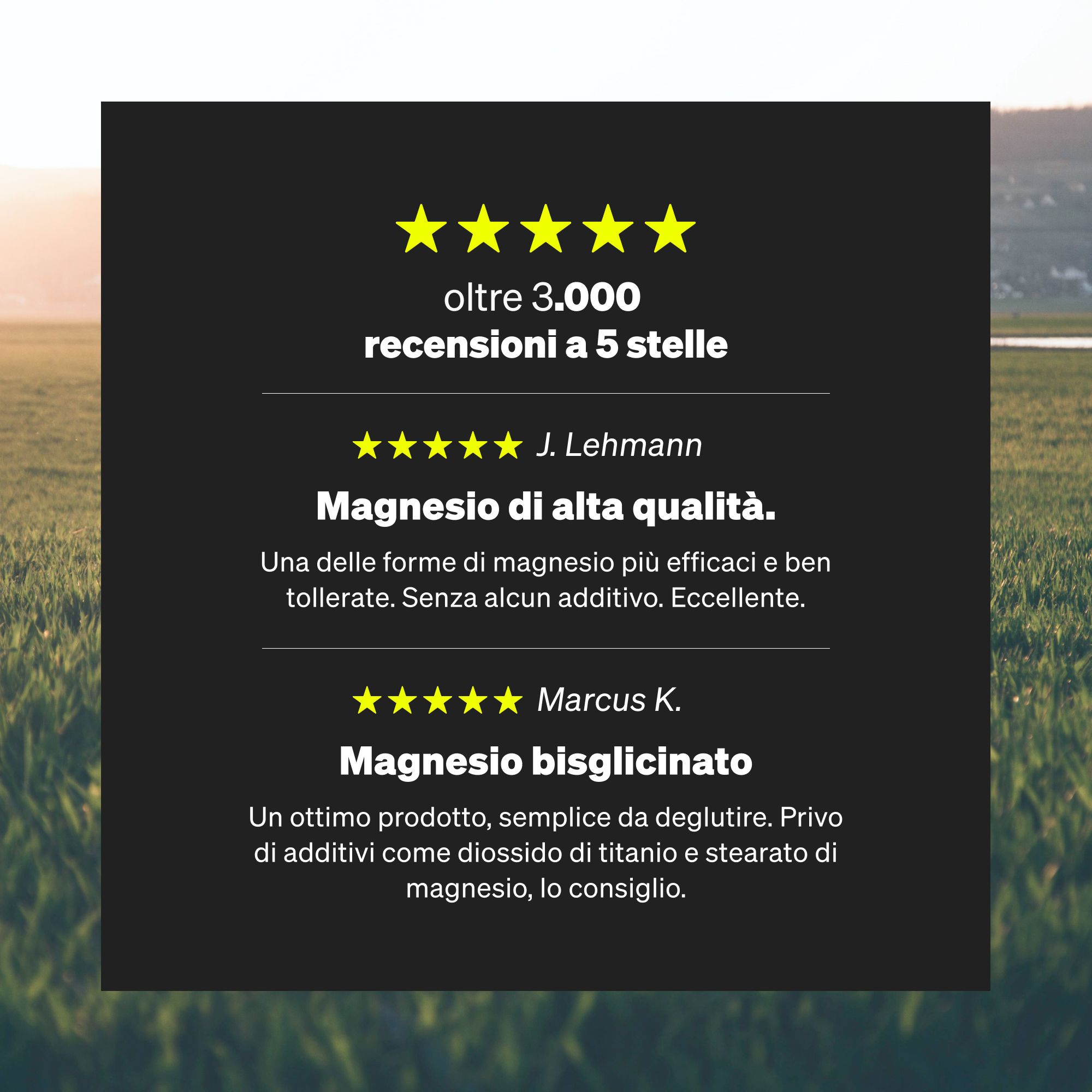 Recensioni dei clienti per il bisglicinato di magnesio, 5 stelle, alta qualità.