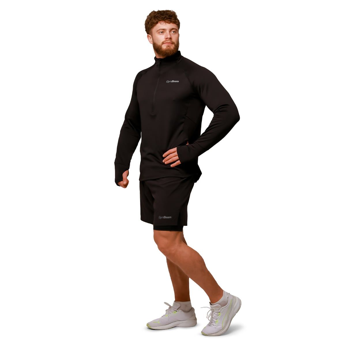 GymBeam Pantaloncini uomo Pulse Running 2in1 slim neri con tasche