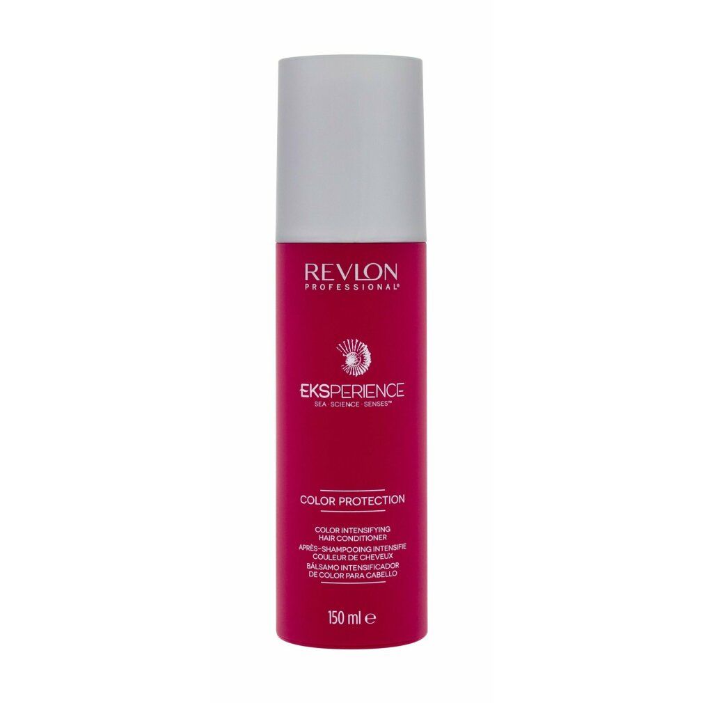 Conditioner Revlon Eksperience Color Intensify. Flacone rosa con tappo bianco. Testo: Revlon, Eksperience, Color Protection, 150 ml.