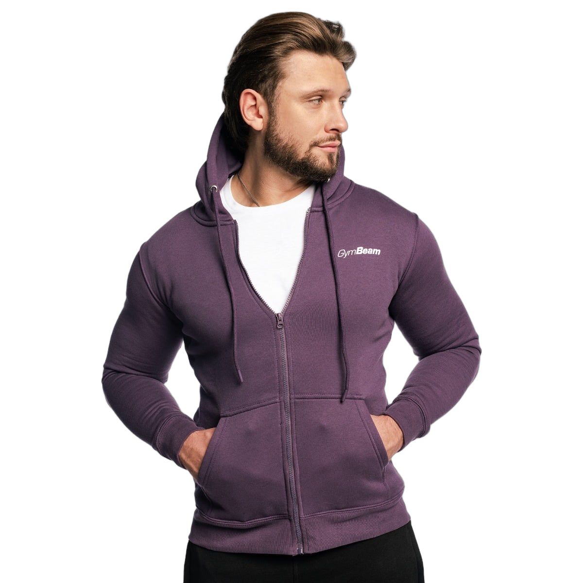 GymBeam Felpa uomo con zip cappuccio vestibilità regular Obsidian