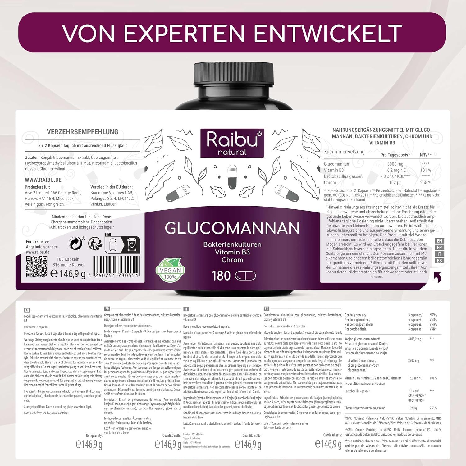 Glucomannano Capsule ad Alto Dosaggio - RAIBU