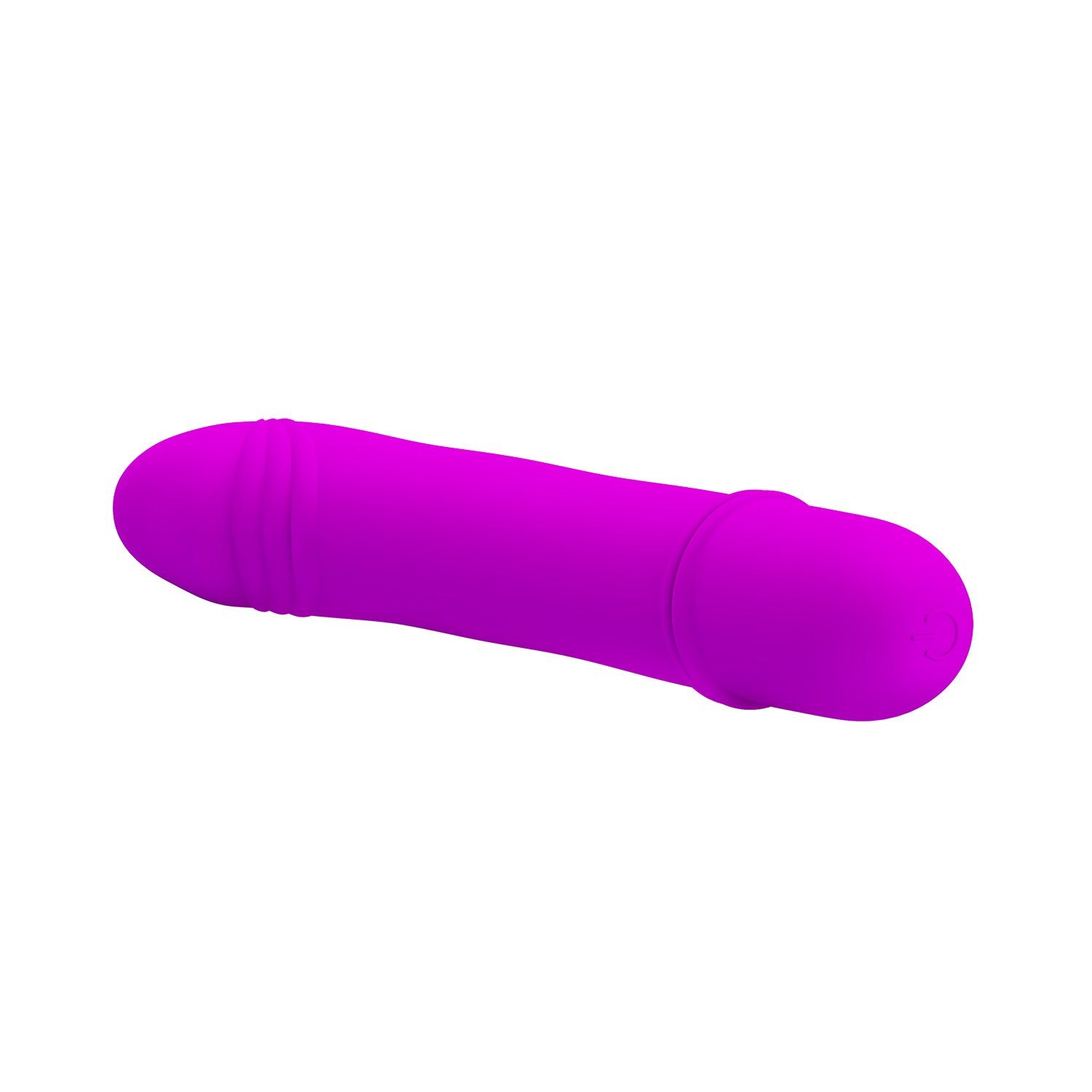 Vibratore viola a doppia estremità. Texture scanalata sull'estremità. Forma arrotondata.