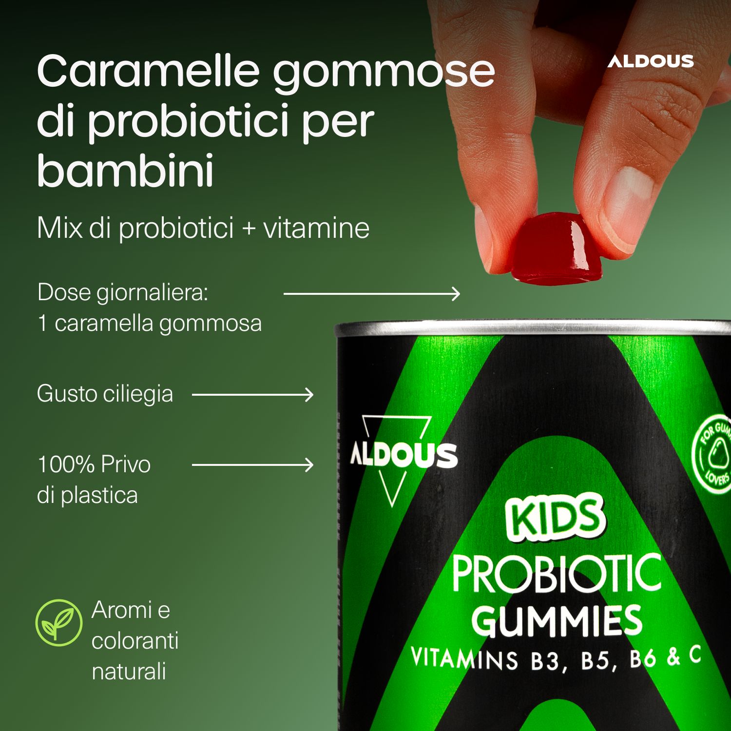 Aldous - Probiotici per Bambini Gummies - Intestino, Gonfiore Addominale