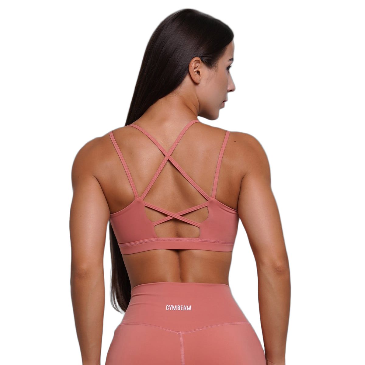 GymBeam Reggiseno sportivo donna FIT con spalline incrociate Salmon