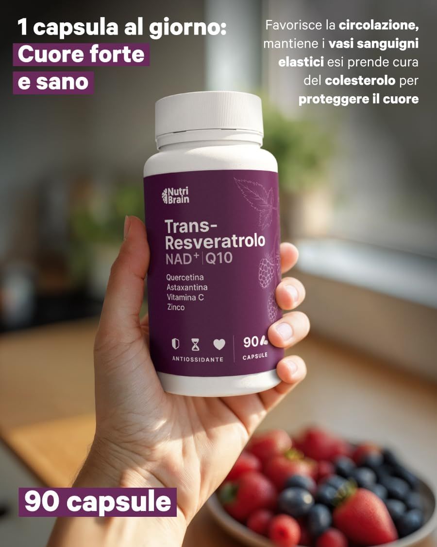 NUTRIBRAIN Trans-Resveratrolo, NAD⁺, Coenzima Q10 Capsula
