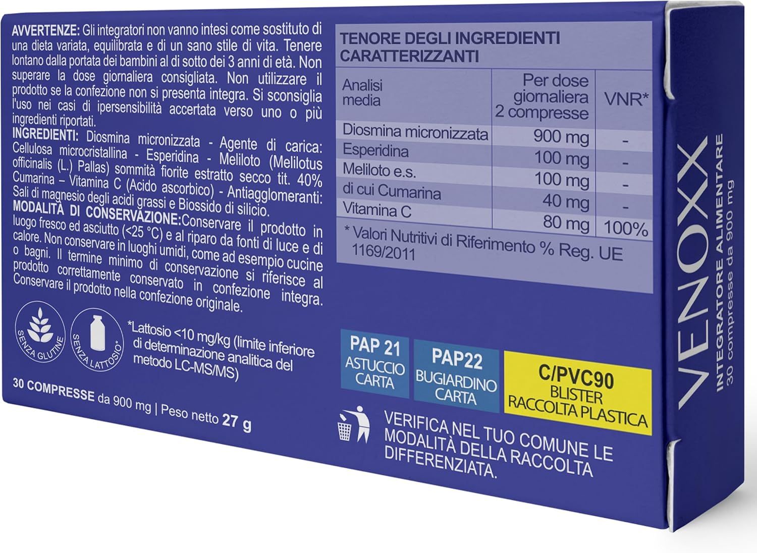 Cisbani Pharma Venoxx - Diosmina ed Esperidina per Vene varicose e circolazione