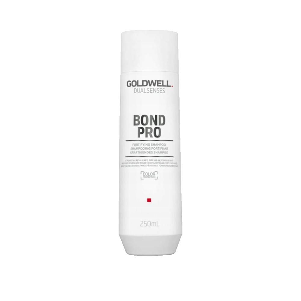 Goldwell Dualsenses Bond Pro Shampoo. Flacone bianco, testo nero. Nome del prodotto e logo visibili.