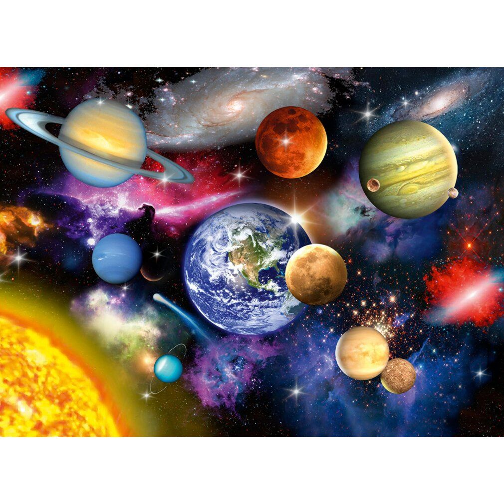 Pz. Solar System 300T xxl. Puzzle con motivo planetario. Pianeti, sole e galassie. Senza confezione.