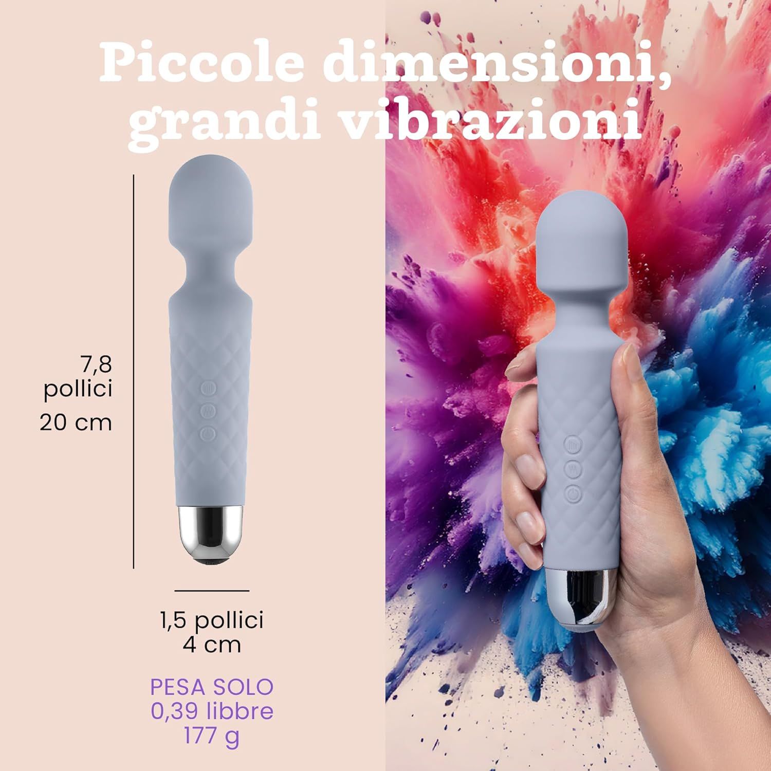 Oliver James Vibratore per donne – Silenzioso e potente, colore azzurro pastello