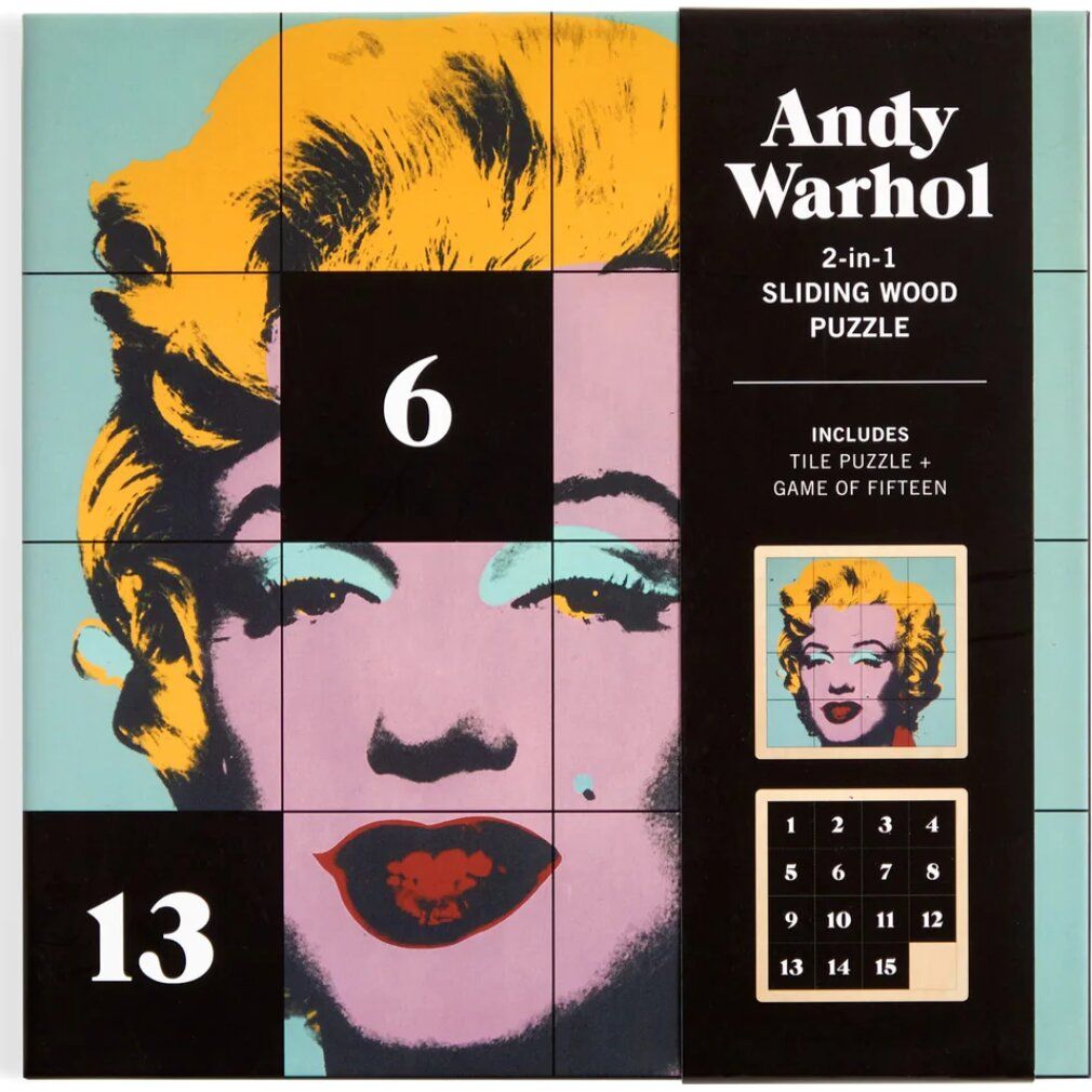 galison Puzzle scorrevole in legno Andy Warhol: Marilyn 2in1 (16 pezzi)