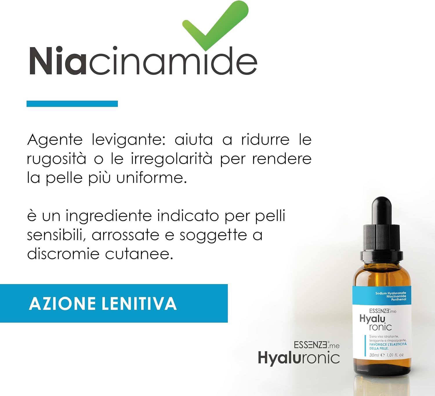 Essenze.me Siero Viso Acido Ialuronico + Niacinamide + Pantenolo B5 - 30ml