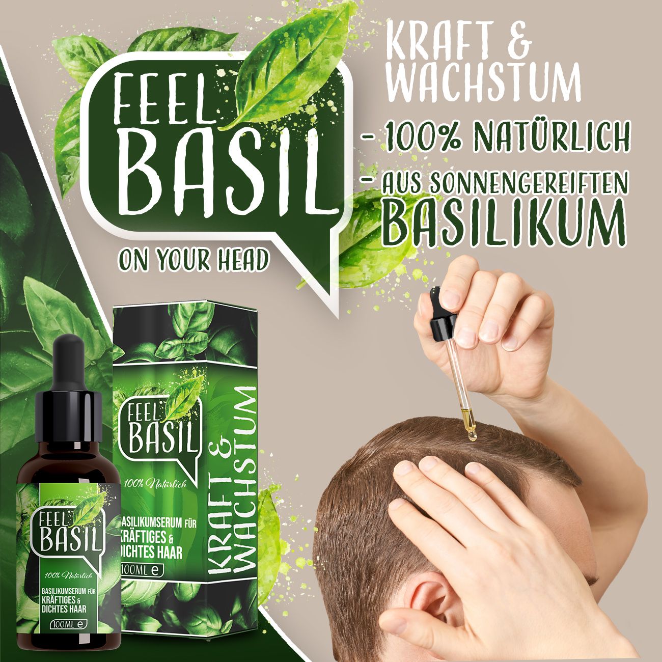 Adema Natural® | Feel Basil | Siero per la crescita dei capelli