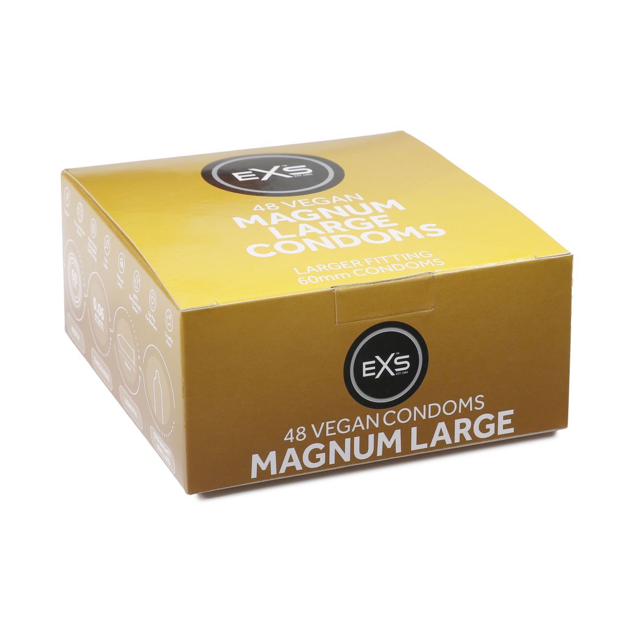 Confezione da 48 preservativi vegan EXS Magnum Large.