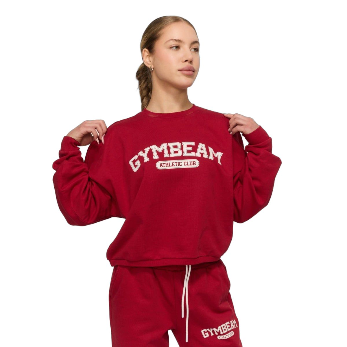 GymBeam Felpa donna Varsity rossa regular senza cappuccio