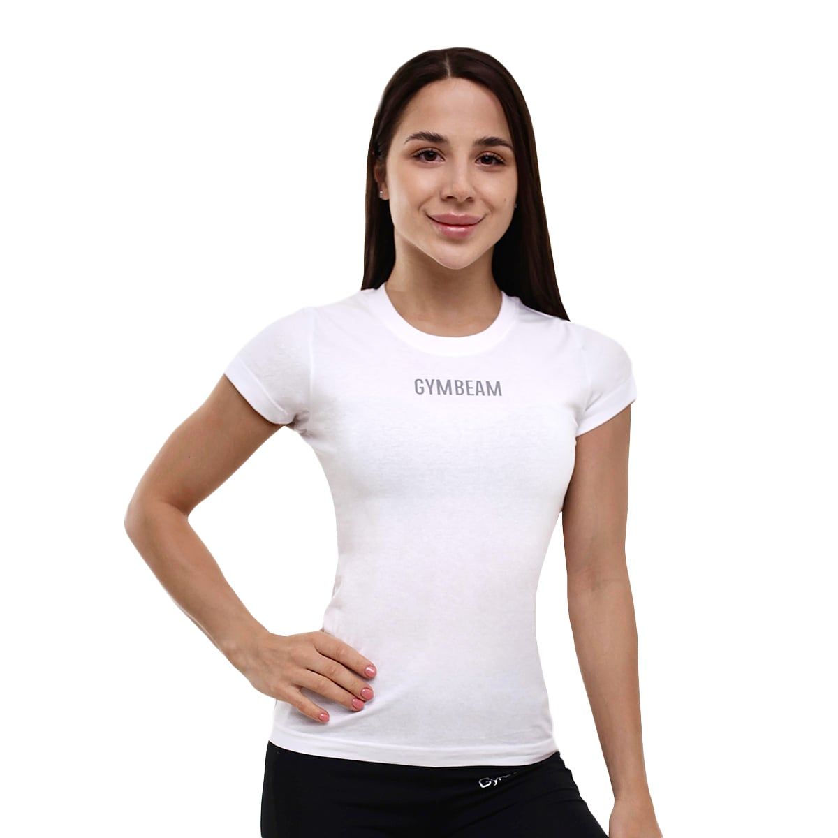 GymBeam T-shirt donna FIT slim in cotone bianca