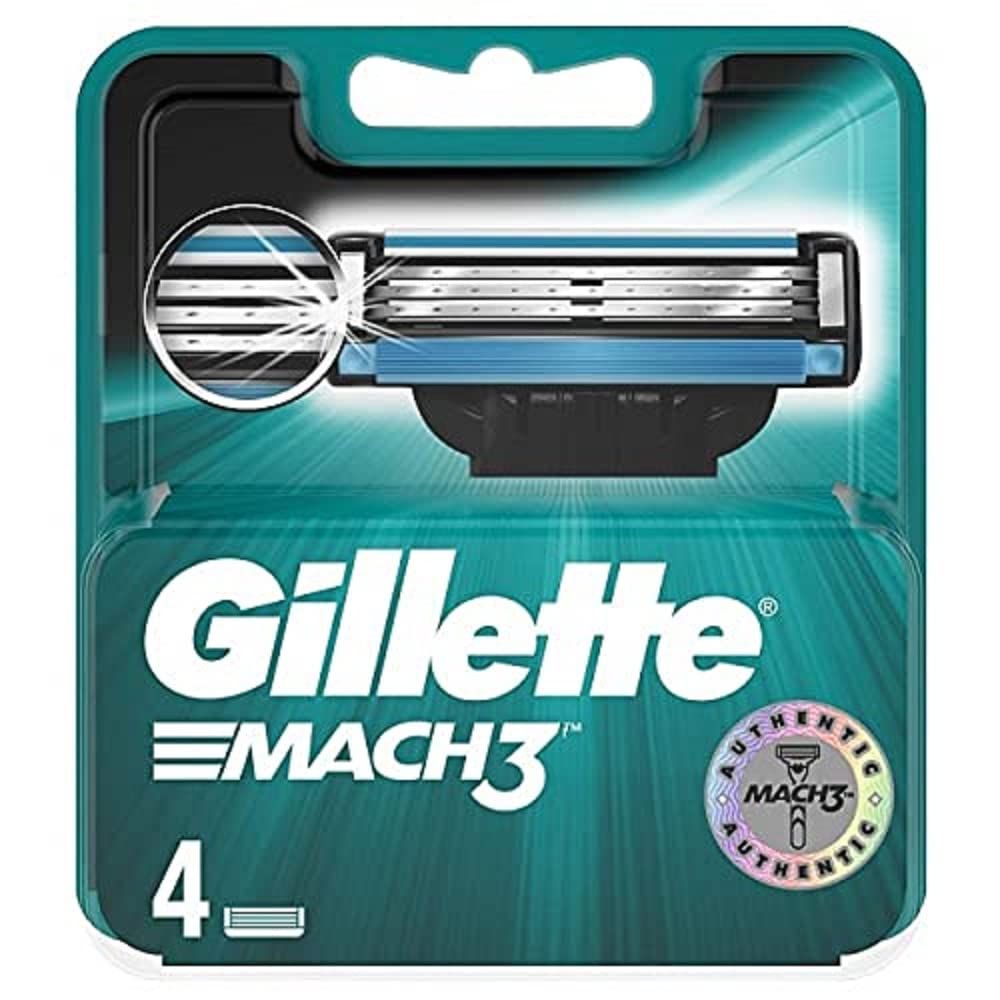 Gillette Mach3 Cartucce di Ricambio Uomo, Pack da 4, Lame Nanosittili e Lubrastrip Potenziata