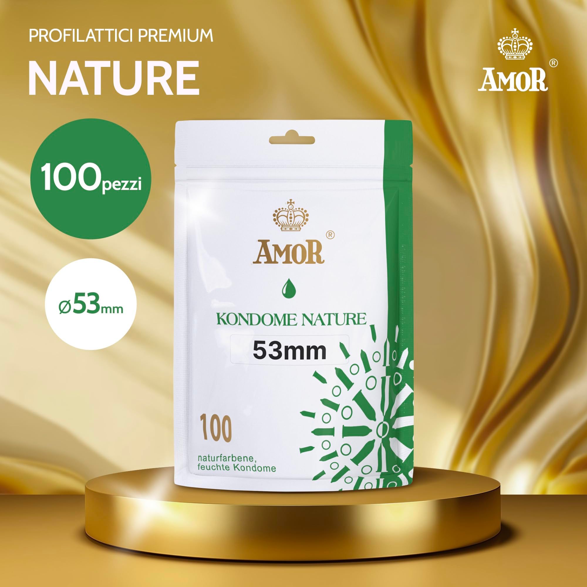 Confezione preservativi Amor Nature, 100 pezzi, 53mm.