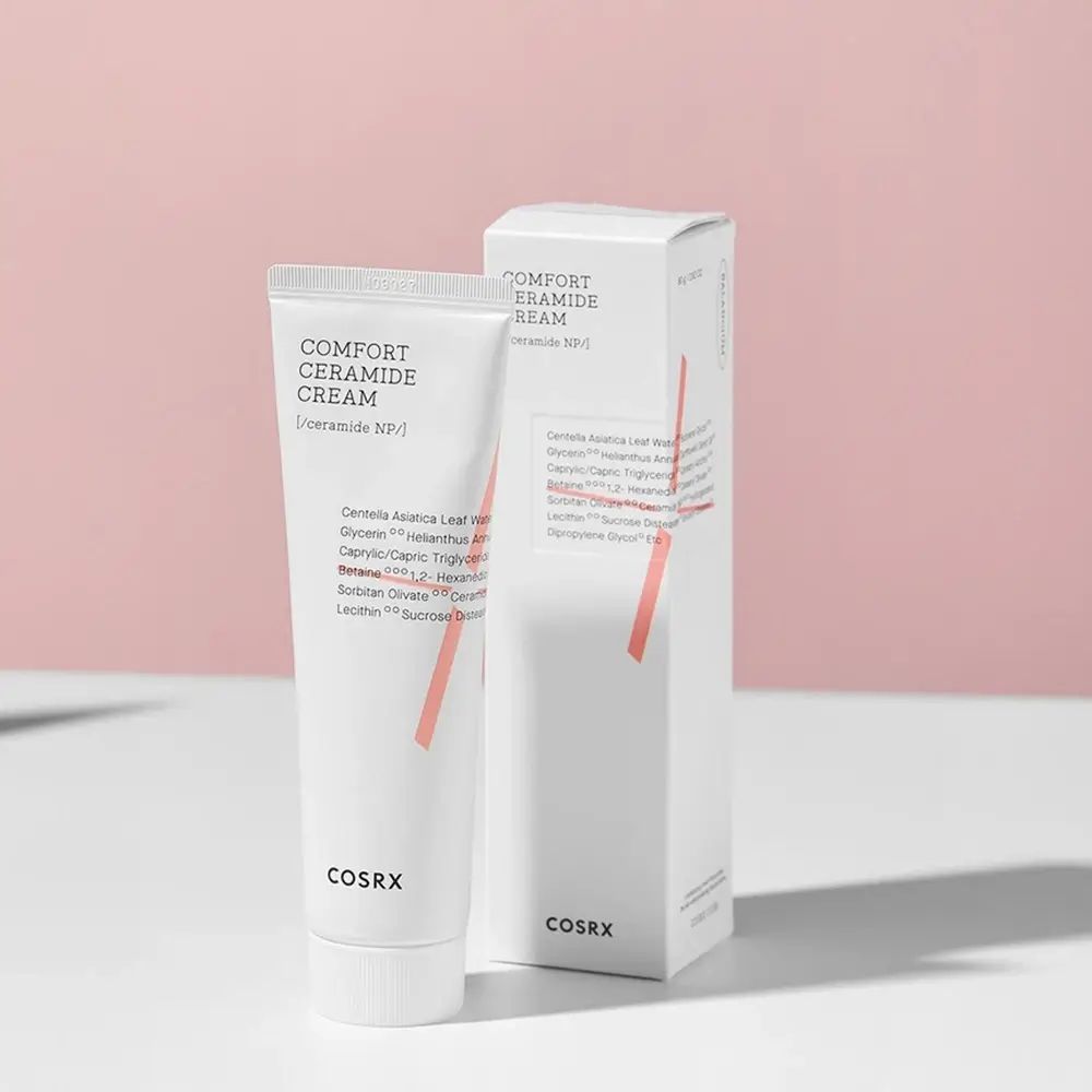 Tubo e confezione 'Comfort Ceramide Cream'. Marchio COSRX.