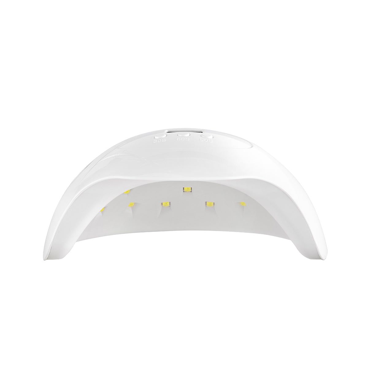 Lampada LED bianca. L'interno mostra diverse luci LED. Nessun altro dettaglio visibile.