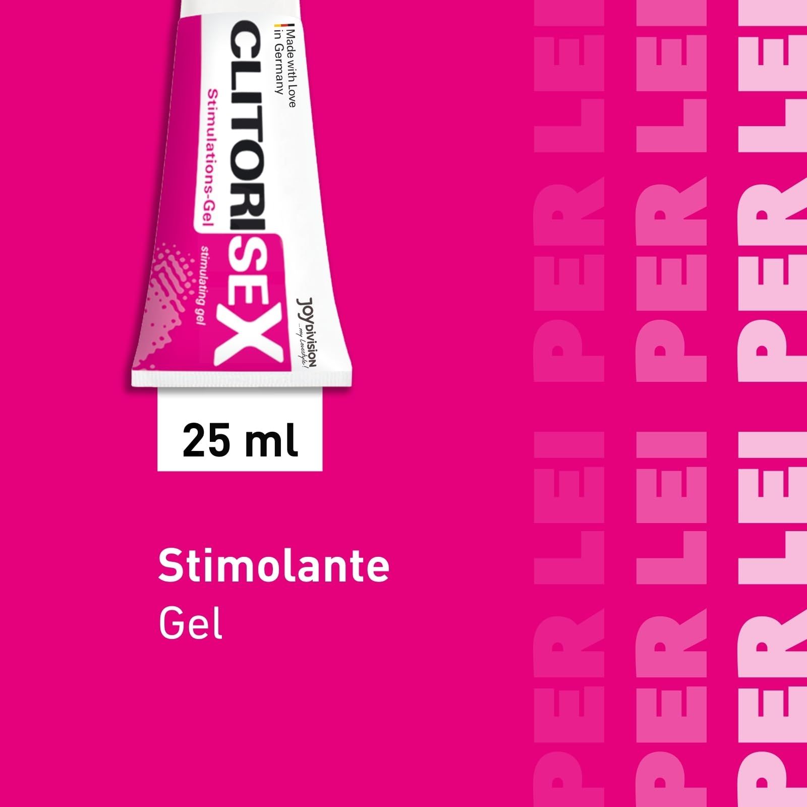 Scatola di gel stimolante Clitorisex, rosa e bianco.