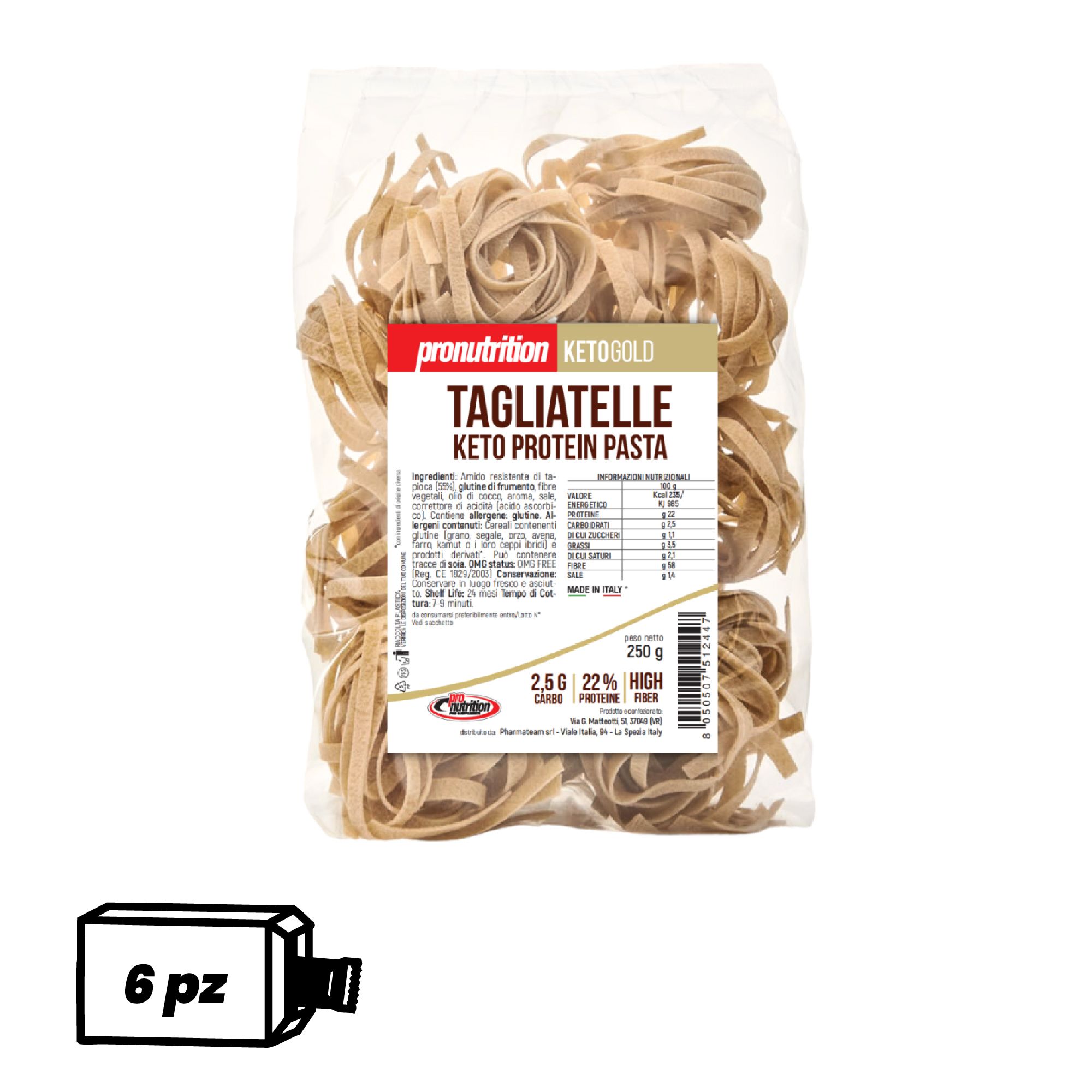 Pronutrition Pasta Keto (6 x 250 g, Tagliatelle)