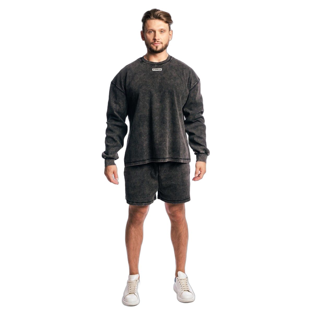 GymBeam Pantaloncini uomo oversize Aura nero slavato