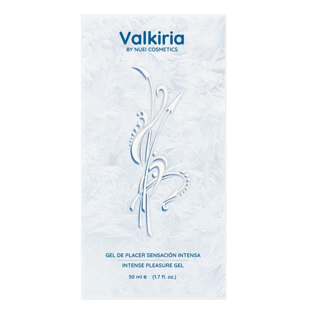 Confezione bianca con logo Valkiria e scritta Intense Pleasure Gel. 50 ml.