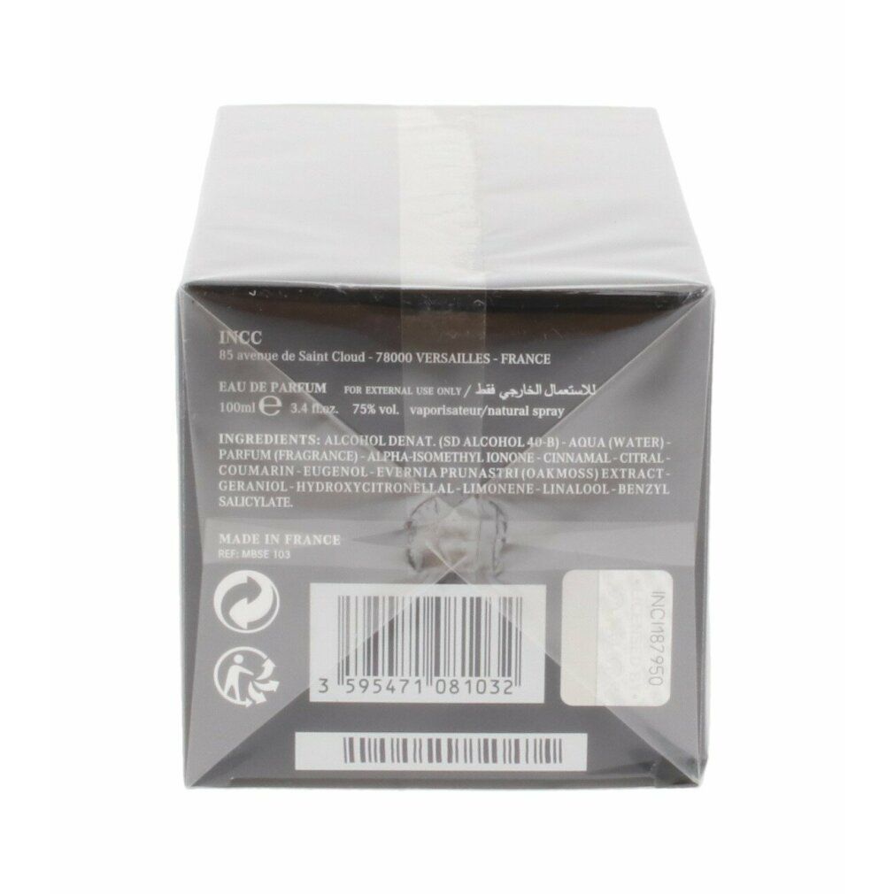 Retro della confezione. Testo: ingredienti, indirizzo del produttore, codice a barre, logo. Scatola nera.