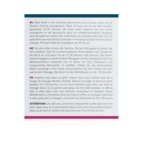 Retro della confezione. Testo in olandese e tedesco. Istruzioni per l'uso e ingredienti.